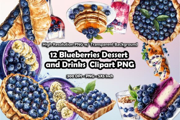 Download 12 Blueberries Dessert and Drinks PNG - Blueberries Collection