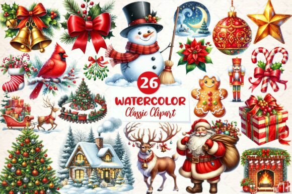 Download Classic Christmas Clipart Bundle - Christmas clipart Collection