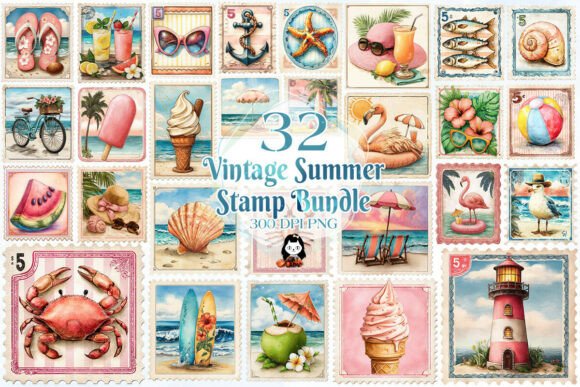 Download Vintage Summer Stamp Sublimation Clipart - Vintage summer Collection