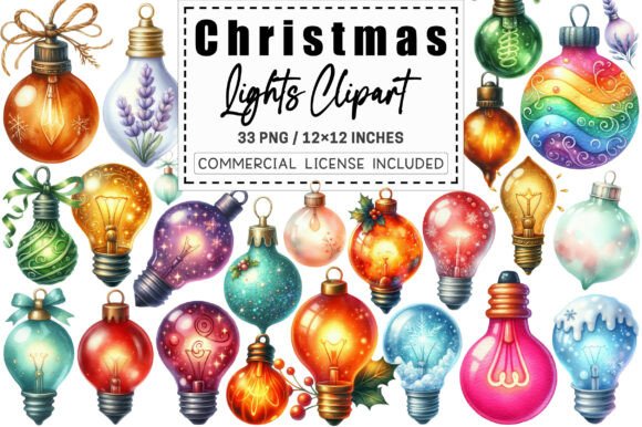 Download Watercolor Christmas Lights Clipart. - Christmas lights clipart Collection