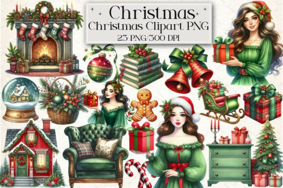 Download Watercolor Classic Christmas Clipart - Christmas clipart Collection