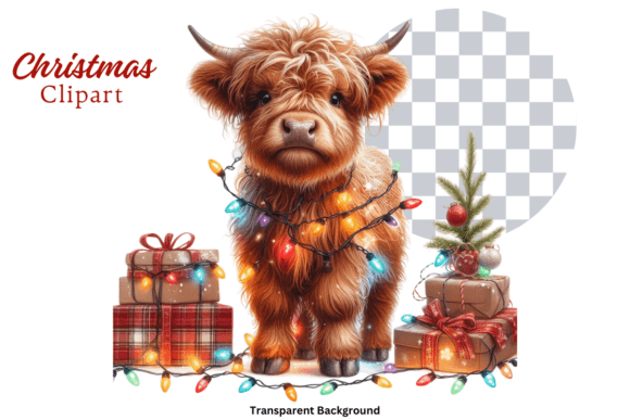 Download Highland Cow Christmas Lights Clipart - Premium Resources