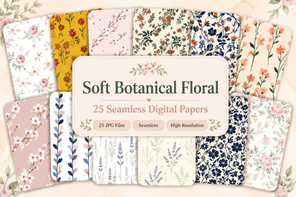 Download Soft Botanical Floral Seamless Digital - Premium Resources