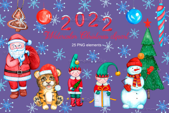 Download Watercolor Christmas Clipart. Santa, Elf - Christmas clipart Collection