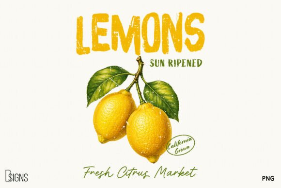 Download Retro Lemon Vintage Summer Fruit PNG - Vintage summer Collection