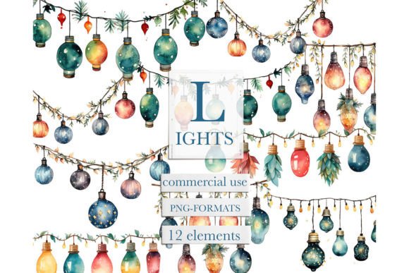 Download Watercolor Christmas Lights Clipart - Christmas lights clipart Collection